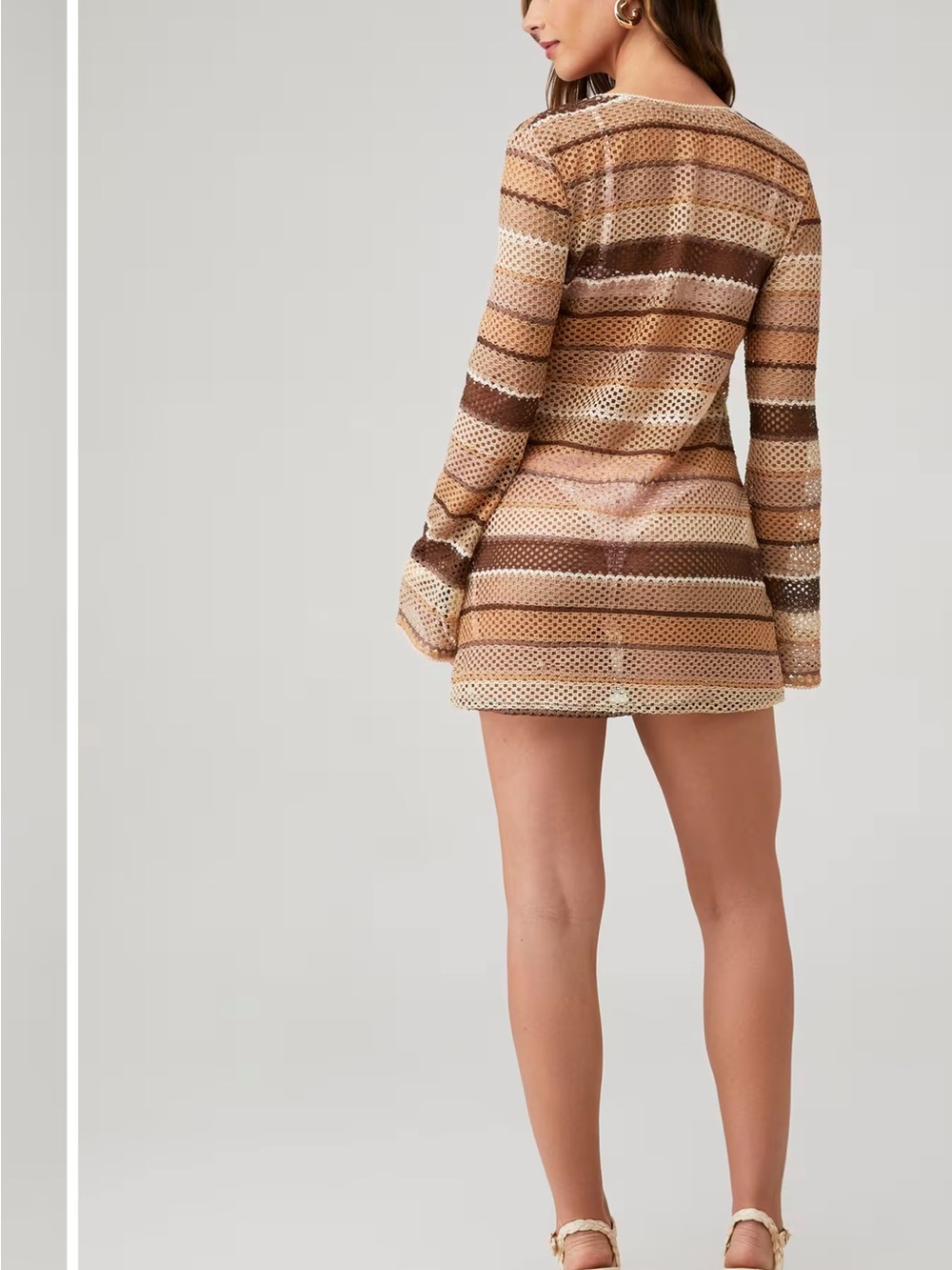 Show Me Your MuMu Beige & Brown Striped Crochet Swim Cover-Up - Picture 3 of 3